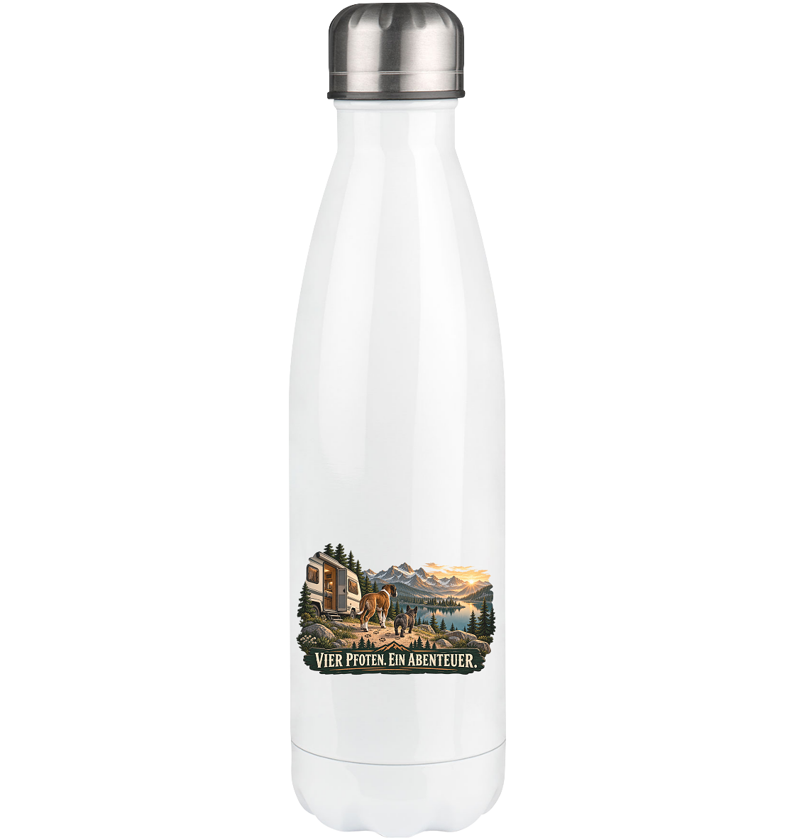 Vier Pfoten. Ein Abenteuer. - Thermoflasche 500ml