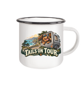 Tails on Tour - Emaille Tasse (Black)
