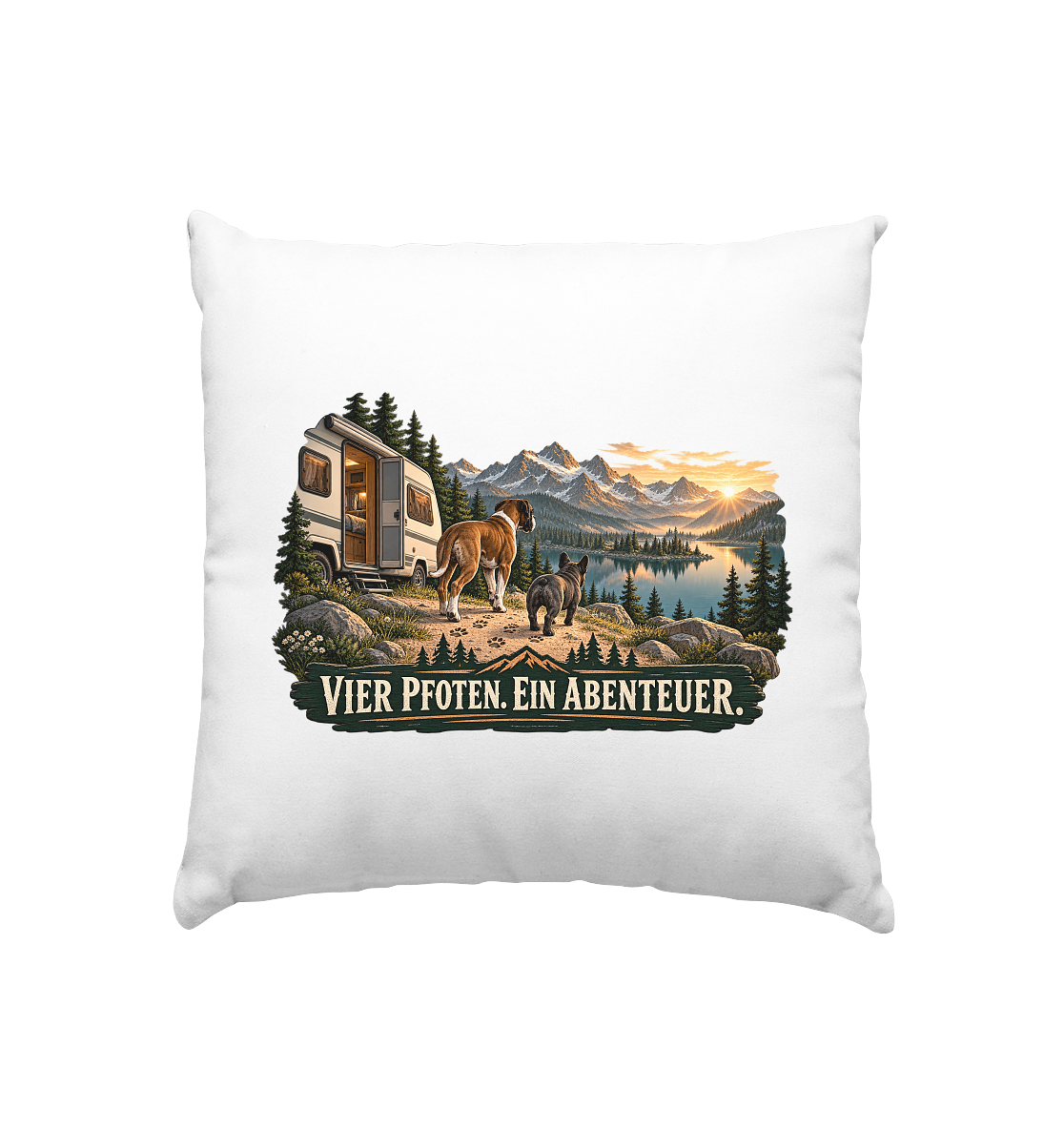 Vier Pfoten. Ein Abenteuer. - Kissen 40x40cm