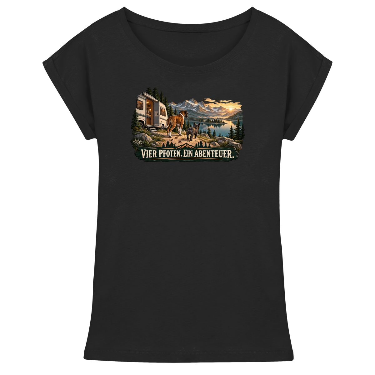 Vier Pfoten. Ein Abenteuer. - Womens Extended Shoulder T-Shirt